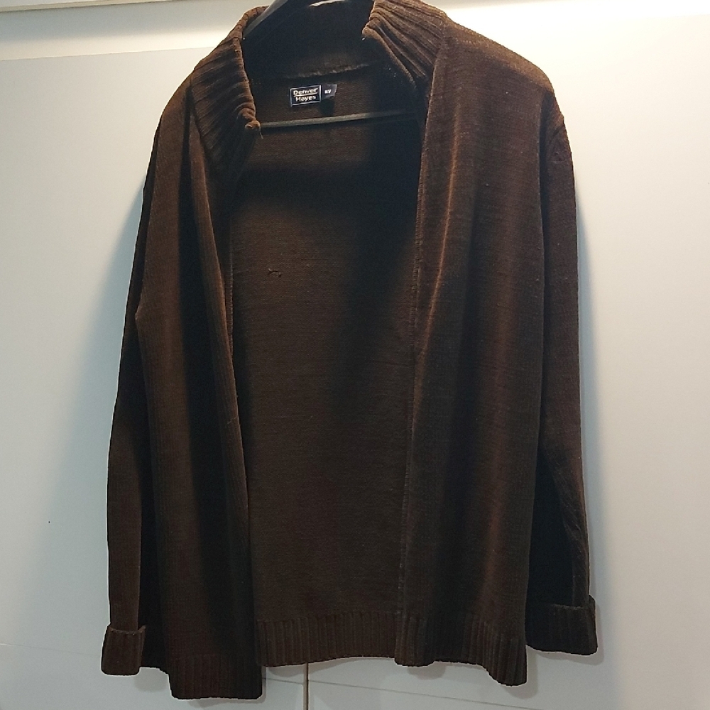 Denver Hayes Men's Medium Brown, Zip-up Wool Blend Sweater - Picture 5 of 9
